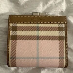 Burberry Pink and Brown Checkered Wallet